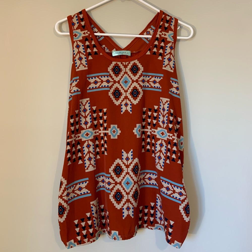 Chris & Carol sleeveless rust blouse size L